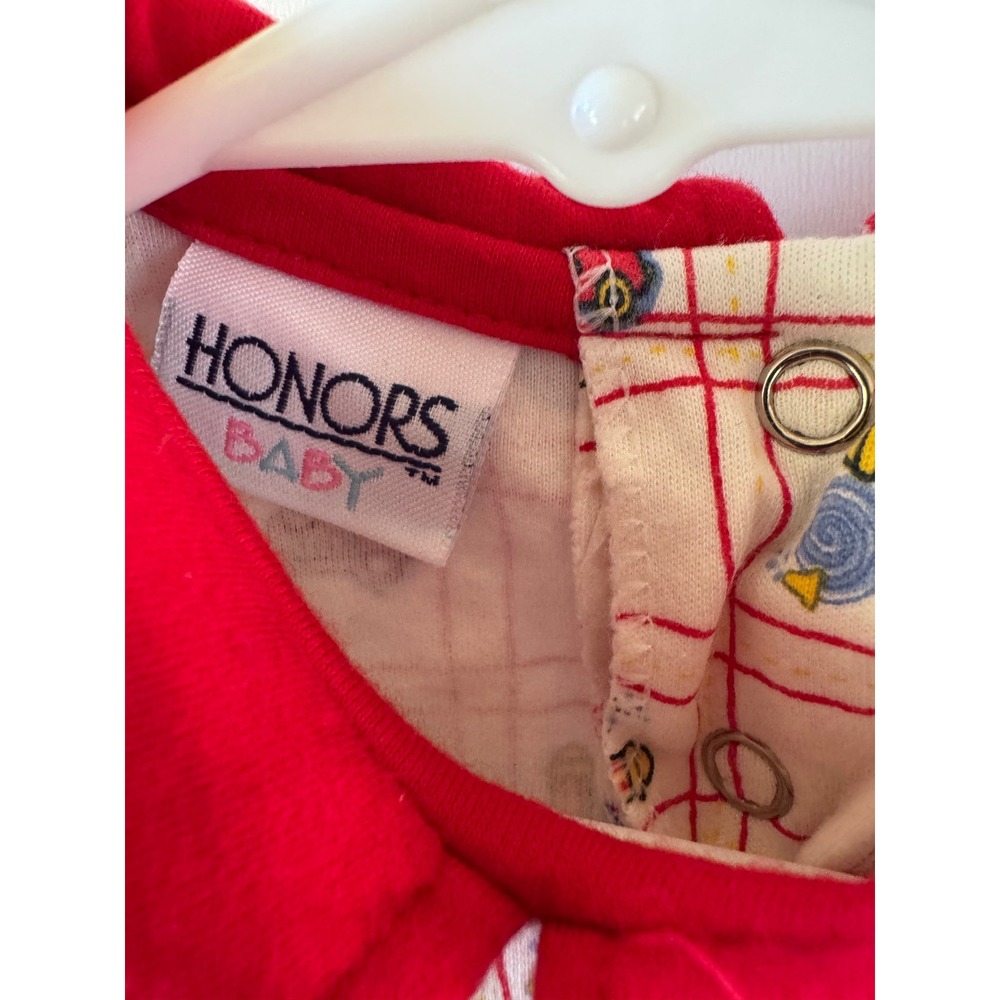 Vintage Honors Baby Red Corduroy Overalls and Fire Truck Shirt Set 12 Months - Picture 3 of 7